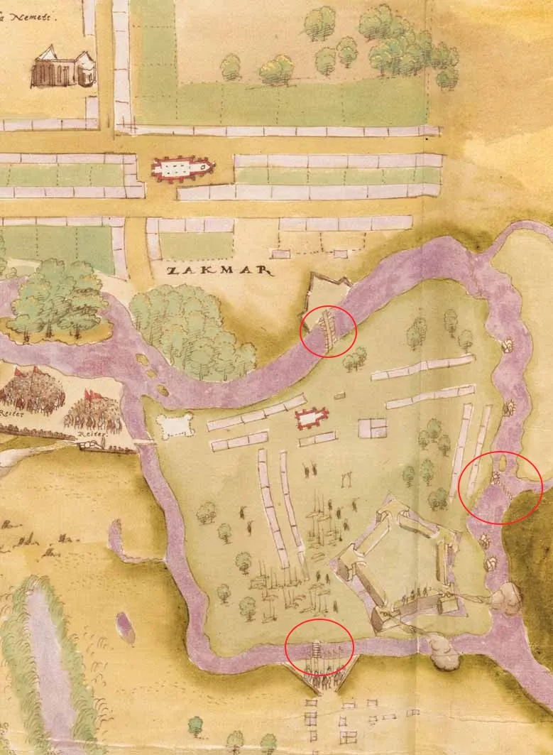 Szatmár vára a 16. században, színes, Natale Angelini - 1565